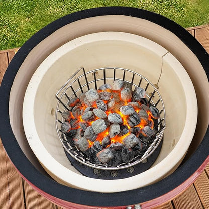 onlyfire Charcoal Ash Basket Stainless Steel Charcoal Holder with Handles, Fits Kamado Joe-Joe Junior Grill