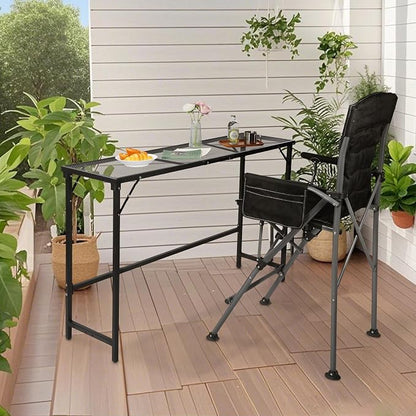 REDCAMP 55" Outdoor Bar Table, Folding Paito Bar Height Table | Waterproof Mesh Top Rectangle Counter Console Table for Balcony, Garden, Backyard, Hot Tub, Poolside, Indoor or Outdoor Use