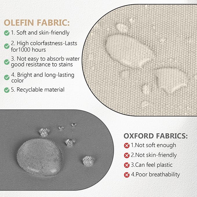 72 x 21 x 4 Inch Olefin Chaise Lounge Cushions, Lounge Chair Cushions with Headrest for Outdoor Furniture - Weather and Fade Resistant Patio Replacement Furniture Lounge Chair Cushion Set of 4