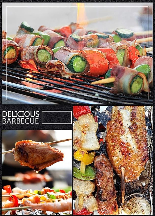 Japanese Charcoal Grill Grill BBQ Stove Robata Hibachi & Yakitori aluminum alloy Stainless steel and wooden base for Outoor BBQ Cooking Yakiniku (A,Extra Large)