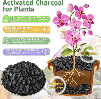 Legigo 4QT All Natural Horticultural Charcoal- Activated Hardwood Plant Charcoal for Soil Amendment, Conditioning Bonsai Soil, Succulent, Terrarium Supplies, Indoor Plant Potting Soil