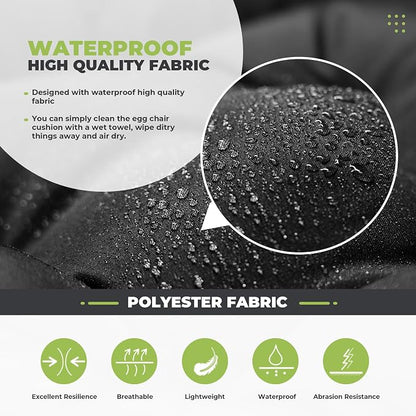 DANGHOOGY Wicker Chair Cushions, Waterproof Outdoor Loveseat Cushions for Patio Furniture, 3 Pieces Wicker Furniture Cushions, 1 Loveseat and 2 U-Shaped Cushions, Black