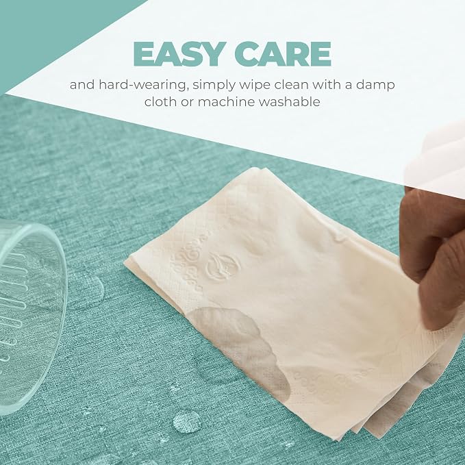 Decorelia Waterproof Round Tablecloth for Round Dining Table, Decorative Rustic Soft Wipeable Table Cloths Cover Indoor Outdoor Use for Holiday,Wedding, Kitchen (70 Inch,Round (4-6 Seats),Aqua)