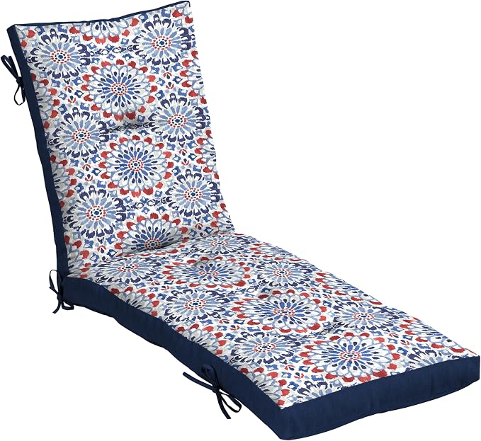 Arden Outdoor Plush Modern Tufted Chaise Cushion, 76 x 22, Rain-Proof, Fade Resistant, Tufted Cushion for Chaise Lounger Clark Blue | Plush Comfort, Modern Tuft, Lounge Cushion, Rain-Proof, Fade Resistant, Mold and Mildew Resistant