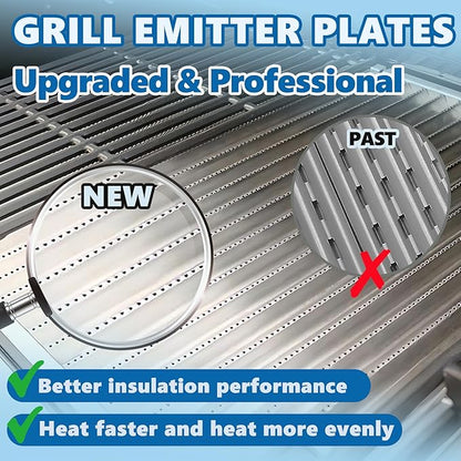 SafBbcue 3 Pack Stainless Steel G533-2200-W1 True Infrared Grill Emitter Plates for Charbroil 463242715 463242716 463276016 466242715 466242815 463257520 17 Inch Replacement Grill Emitter Grates Parts