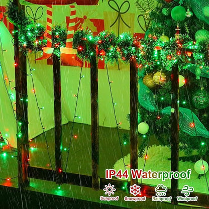 QITONG 500LED Red and Green String Lights, 165ft Christmas Lights Outdoor Waterproof with Plug in, Green Wire Twinkle Tree Lights Indoor with 8 Modes
