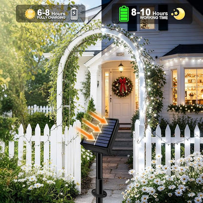 Solar String Lights Outdoor 2 Pack Total 66FT 200LED Solar Fairy Lights Waterproof 8 Modes Twinkle Solar Lights for Patio, Garden Yard Party Wedding Tree Christmas Halloween Decoration, White