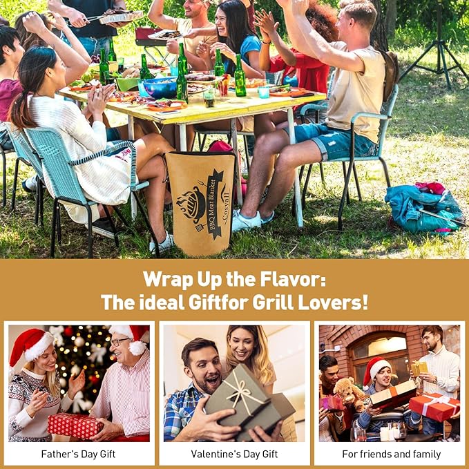 BBQ Blanket for Resting Meat,Smoker Meat Resting Blanket,Reusable Smoker Grilling Meat Insulated Resting Bag with Wide Mouth for Large Brisket/Beef/Pork Shoulders/Turkeys (BBQ Blanket 18in)