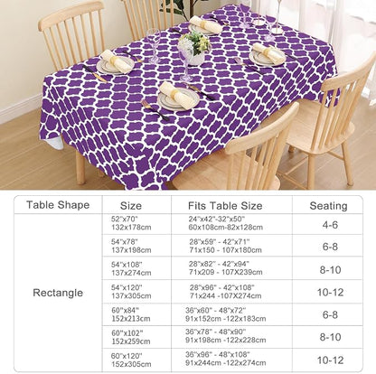 Smiry Square Table Cloth, Waterproof Vinyl Tablecloth with Flannel Backing for Square Tables, Wipeable Spillproof Plastic Tablecloths for Dining, Camping, Indoor and Outdoor (54"x54", Purple)