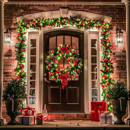 JMEXSUSS 200 LED Red White and Green Christmas Lights Outdoor | 66ft Halloween String Lights Indoor Clear Wire, Christmas Tree Lights Plug in for Bedroom Tree Christmas Party Decorations