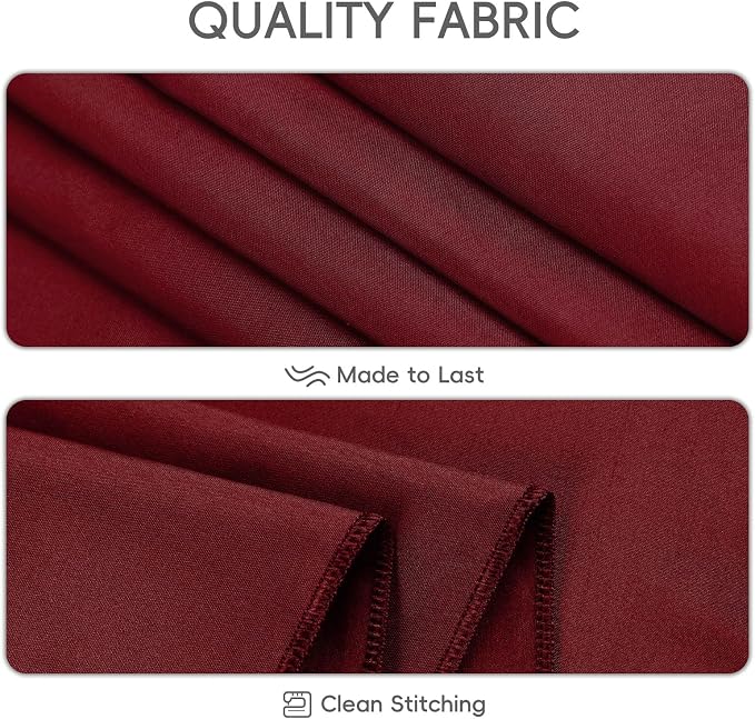 8 Pack Burgundy Round Tablecloth 90 Inch | For 3Ft-5Ft Round Table, Wrinkle Resistant Table Cloth, Washable Polyester Fabric, For Wedding Party Banquet Buffet Camping