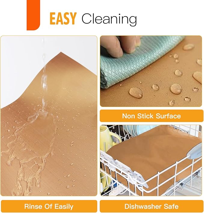 Copper Grill Mats for Outdoor Grill（Set of 6), Nonstick & Easy to Clean BBQ Grilling Sheets, Reusable & Heavy Duty Mats Works on Outdoor Gas, Electric, Charcoal Grill