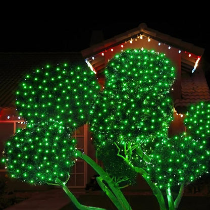 WBao Christmas Net Lights, 360LED 11.5ft x 6.9ft Christmas Lights with 8 Modes, Timer, End to End Connectable, Waterproof Design for Lawn, Bushes, Trees Outdoor Xmas Decorations, Green