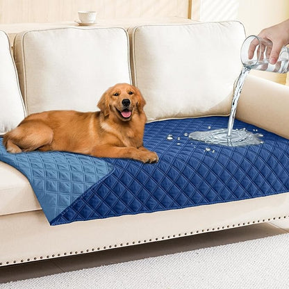 Smiry Waterproof Reversible Pet Couch Covers for Dogs | Pet Friendly, Soft Fabric, Washable Sofa Furniture Protector for Dogs Cat Kids, Checkered (30"x70", Navy/Blue)