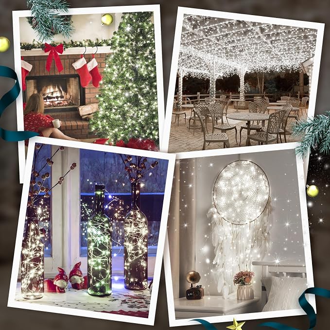 8 Pack Battery Fairy Lights with Remote, 320FT 960LED, Cool White | 8 Modes, Timer Function, Waterproof, Dimmable, Battery Operated Twinkle Light for Indoor Outdoor Xmas Party Holiday Decor