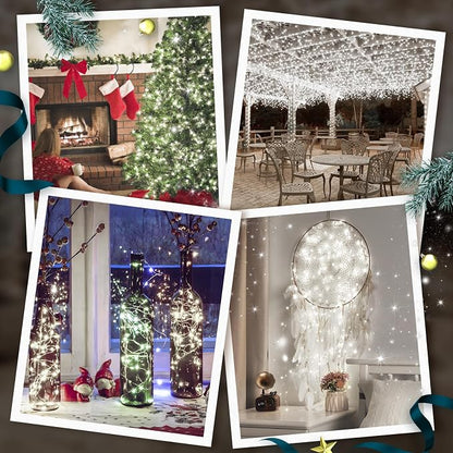 8 Pack Battery Fairy Lights with Remote, 320FT 960LED, Cool White | 8 Modes, Timer Function, Waterproof, Dimmable, Battery Operated Twinkle Light for Indoor Outdoor Xmas Party Holiday Decor