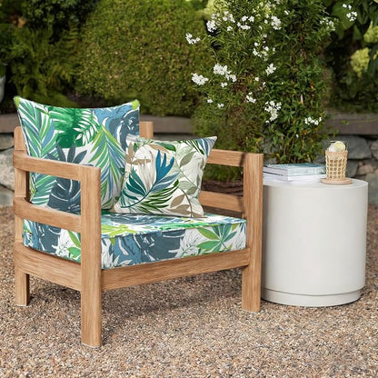 DYTXIII Outdoor Deep Seat Cushion Set, Water Repellent 24"x24" Patio Thick Cushions Replacement with Seat & Back Pillow for Patio Sofa, Wicker Chair, Couch - Islamorada Blue Green