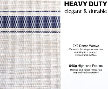 LEXMORE Placemats Set of 8 Vinyl/Plastic Woven Place Mats for Kitchen Table Indoor/Outdoor Washable Placemat Wipeable Dining Table Mats(Blue Skyline)