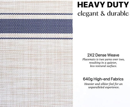 LEXMORE Placemats Set of 4 Vinyl/Plastic Woven Place Mats for Kitchen Table Indoor/Outdoor Washable Placemat Wipeable Dining Table Mats(Blue Skyline)