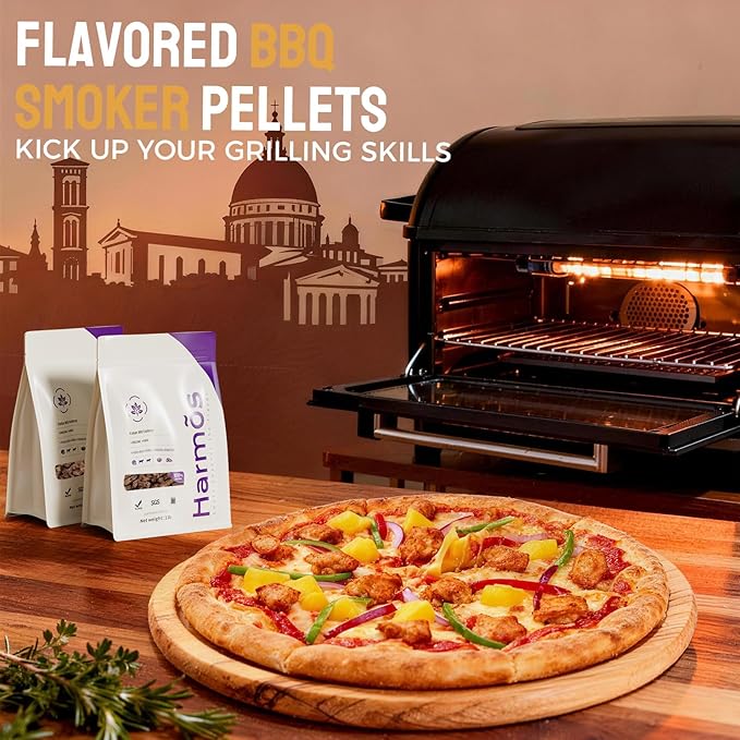 Harmos 4 Wood Pellets: Italian Flavor BBQ, Hardwood Pellets for Smokers, 2 Sealed Packs
