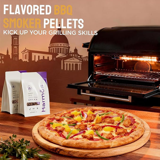 Harmos 4 Wood Pellets: Italian Flavor BBQ, Hardwood Pellets for Smokers, 2 Sealed Packs
