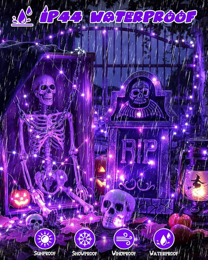 4 Pack 60 LED Fairy Lights Battery Operated with Timer 20FT Halloween Light | Purple, Cuttable Copper Wire, Waterproof Battery String Lights for Indoor Outdoor, Bedroom, Home, DIY, Halloween Decorations