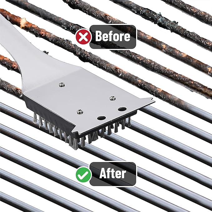 UNCO- Grill Brush and Scraper, 16.7”, Stainless Steel, Grill Cleaner, Grill Brush, Grill Cleaning Brush, BBQ Brill Brush, BBQ Brush for Grill Cleaning, Grill Brush for Outdoor Grill, Safe Grill Brush