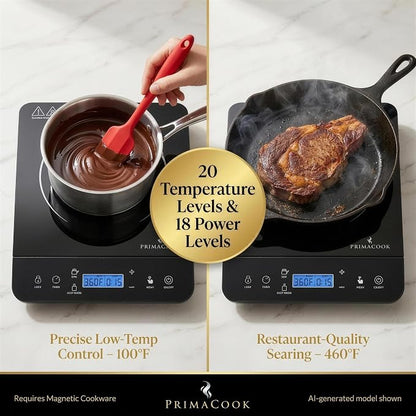 1800W Portable Induction Cooktop Burner – 20 Temperature Settings, 18 Power Levels, 10-Hour Timer – Countertop Electric Hot Plate for RV, Canning, Dorm, Kitchen – Child Safety Lock (Black) | 1800W, 20 Temp Settings, 18 Power Levels, 10-Hr Timer, Cannin...
