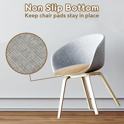 Khaki Kitchen Dining Chairs Cushions Set of 4 Non Slip Foam Patio Seat Cushions Washable Soft Thick Pads Large Wooden Metal Chair Cushions,17" x 15"