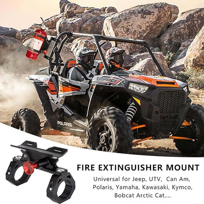 Fire Extinguisher Mount Bracket, Aluminum UTV Quick Release Fire Extinguisher Mount for 1.75''-2'' Roll Bar, Universal for UTV RZR Polaris Ranger, with 4 Clamps