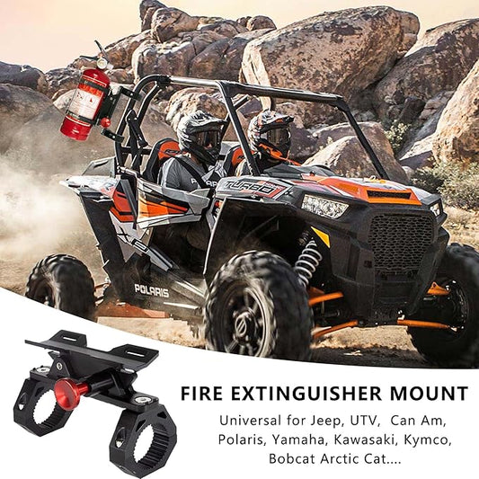 Fire Extinguisher Mount Bracket, Aluminum UTV Quick Release Fire Extinguisher Mount for 1.75''-2'' Roll Bar, Universal for UTV RZR Polaris Ranger, with 4 Clamps