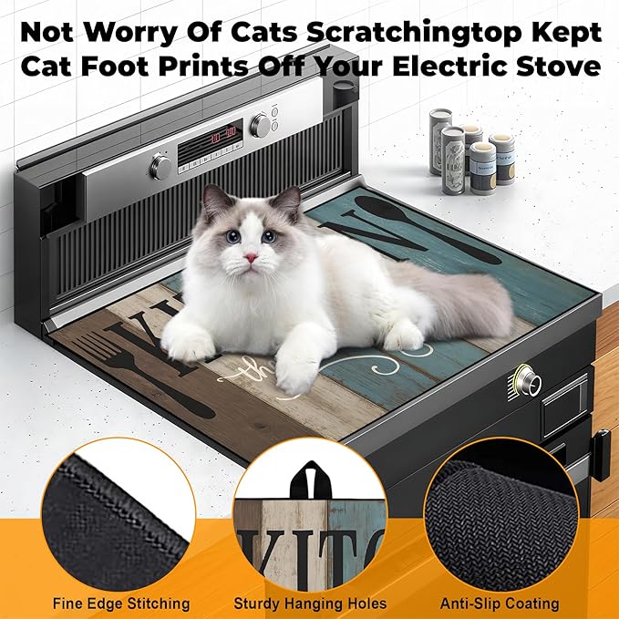 Heat-Resistant Glass Stove Top Cover with Anti-Slip Rubber Coating – Electric Stove Protector, Scratch-Resistant, Counter Space Decor Mat (board, 28.5"L x 20.5"W)