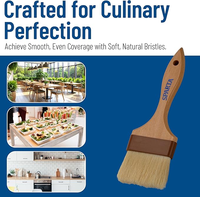 SPARTA Kitchen Basting Brush – 4037500 Basting Brush for Cooking Flat Boar Bristle Brush, Hardwood Handle for Kitchens, Restaurants, Catering, High Heat Food Prep, 3in, Pack of 12