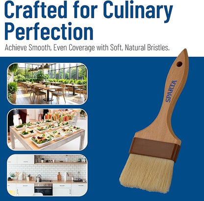 SPARTA Kitchen Basting Brush – 4037500 Basting Brush for Cooking Flat Boar Bristle Brush, Hardwood Handle for Kitchens, Restaurants, Catering, High Heat Food Prep, 3in, Pack of 12