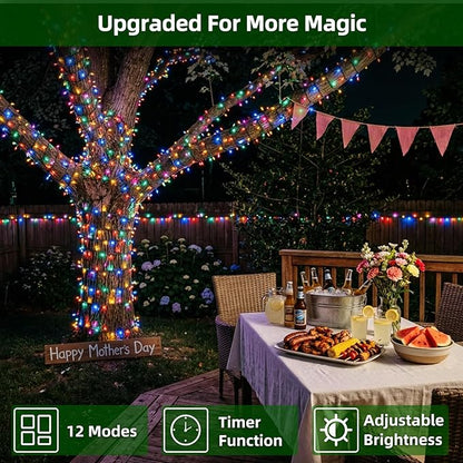 750 LED Chrstmas Lights, 240ft Outdoor Christmas String Lights with 12 Modes, Multicolor LED String Lights with Timer Dimmable Waterproof for Tree Fence Garden Xmas Wedding Party Decor Multicolor