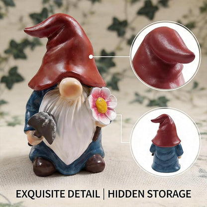 Hide a Key Outside Garden Gnomes Key Hider, 8 Inch Funny Dwarf Statue with Hidden Safe Secret Compartment, Waterproof Lock Box for Spare Keys, Outdoor Yard Patio Lawn Decor