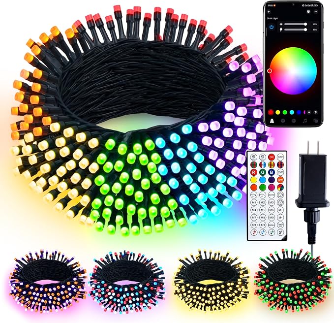 JMEXSUSS 250 LED Smart Color Changing Halloween Lights, RGB String Lights | Plug in, APP & Remote Control, 16 Million DIY Colors, Durable, Smart Christmas Lights for Tree Party Indoor Outdoor Decor