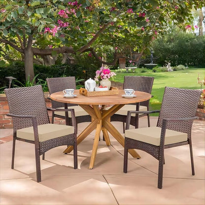 HARBOREST Outdoor Chair Cushions Set of 4, Water Resistant Patio Chair Cushions with Ties, Square Corner Outdoor Seat Cushions for Patio Furniture, 18.5"x16"x3", Beige