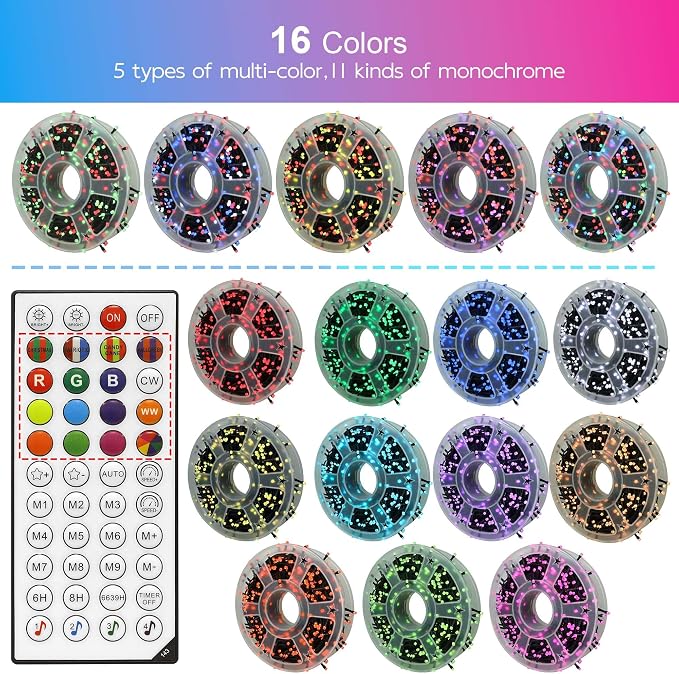 kemooie 164 FT 500 LED Christmas Lights Outdoor, RGB Color Changing Lights with Remote & APP Control, 9 Modes Plug in Green Wire Fairy Lights for Indoor Outdoor Room Garden Christmas Tree Party Decor