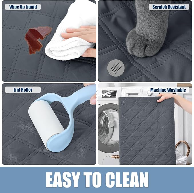 Smiry Waterproof Reversible Pet Couch Covers for Dogs | Pet Friendly, Soft Fabric, Washable Sofa Furniture Protector for Dogs Cat Kids, Checkered (30"x53", Dark Grey/Beige)