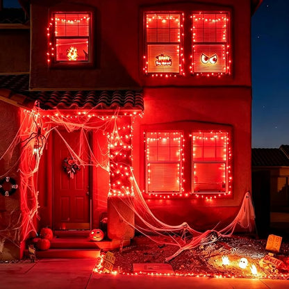 200 LED Red String Lights Halloween, 66ft Red Christmas Lights Plug in, Connectable Indoor Outdoor Use, 16 Modes Halloween Lights for Tree Bedroom Garden Yard Porch Xmas Halloween Decor