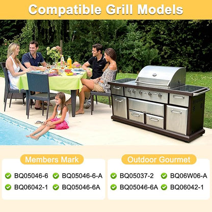 Grill Parts for Members Mark BQ05046-6 BQ05046-6-A BQ06042-1 BQ05046-6A, Stainless Steel Heat Plates, Burners and Grill Grates Replacement for Members Mark Gas Grill