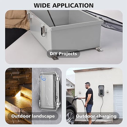 RTHIEAI Waterproof Outdoor IP67 Junction Box (7.9"x3.9"x2.8") with Mounting Plate, Hinged Clear Cover and Wall Brackets - Weatherproof ABS Plastic Electrical Enclosure for DIY Projects (200x100x70mm)