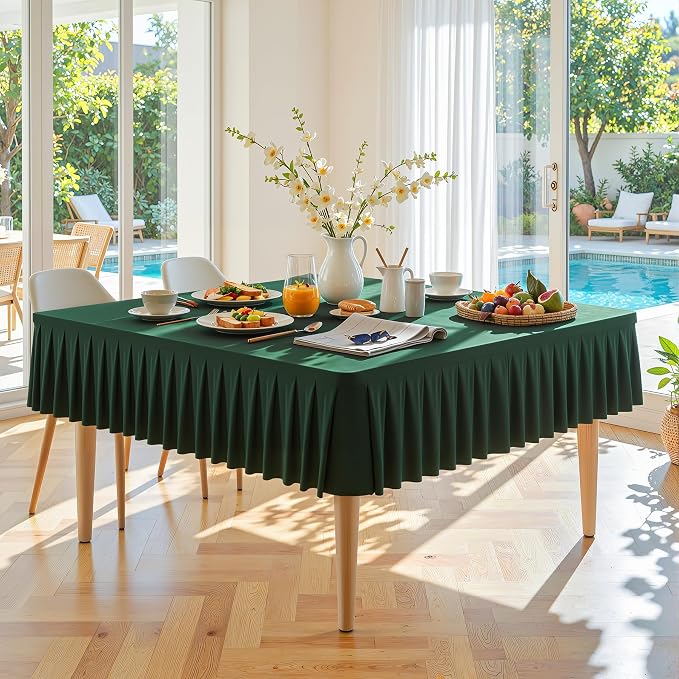 PARTISKY Hunter Green Spandex Square Tablecloths 54x54 Inch, Wrinkle Free Fitted Card Table Cloth Stretch Square Table Cover for Kitchen Dinner, Holiday Party, Wedding Banquet, Display Trade Show