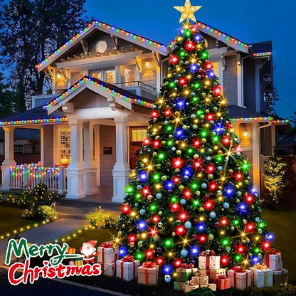 KNONEW 600ft 1500 LED Outdoor Christmas String Lights 8 Modes & Timer Fairy Light Plug in Waterproof Hanging Lighting for Xmas Yard Tree Wedding Party Holiday Decorations(Multicolor)
