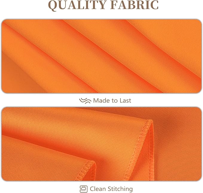8 Pack Orange Round Tablecloth 90 Inch | For 3Ft-5Ft Round Table, Wrinkle Resistant Table Cloth, Washable Polyester Fabric, For Wedding Party Banquet Buffet Camping