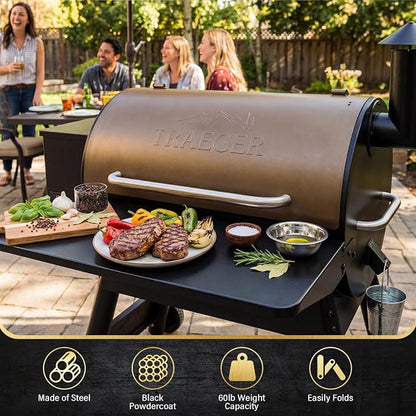 Uniflasy Grill Shelf Accessories for Traeger Pro 34, 37" x 12" Folding Front Shelf for Traeger Pro 34, Texas Elite 34 & Century 885 Pellet Grills, BAC363 Heavy-Duty