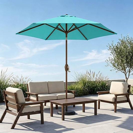 7.5ft Patio Umbrella, Outdoor Table Market Umbrella with Smooth Crank Lift, 6 Windproof Fiberglass Ribs, UPF50+ UV Protection for Deck, Pool, Garden and Backyard
