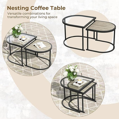 Grand patio 5-Piece Outdoor Furniture Set, 5 Seats Wicker Sofa Conversation Set with 3-Seat Couch, Thick Cushions and Coffee Table, for Backyard, Balcony, Garden (Natural)