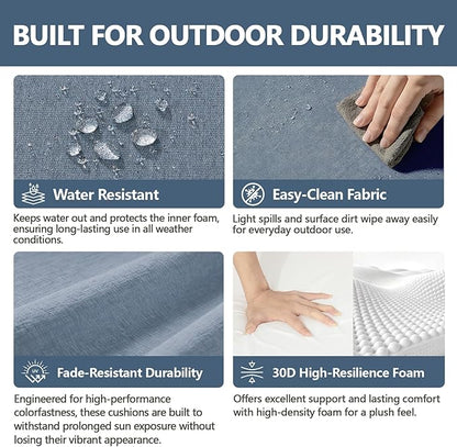 Goodgoods 20 x 20 Sunbrella Outdoor Chair Cushions Set of 4, Fade-Resistant & Water-Resistant Patio Seat Cushion Pads with Ties, 30D High-Resilience Foam for Dining Room Kitchen Chairs, Spectrum Denim